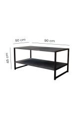 Modern & Şık Orta Sehpa Metal Çerçeve ile Dayanıklı Tasarım, Minimalist ve Fonksiyonel, Salon ,Ofis Siyah Mermer
