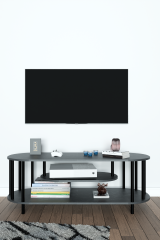 Modern TV Ünitesi Ahşap Raflı 2 Katlı Televizyon Sehpası Minimalist,Dayanıklı, Fonksiyonel TV Standı Siyah Mermer