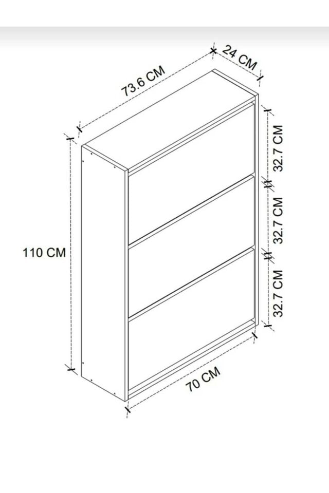 3 Raflı Ayakkabılık Düşer Kapak Kayar Kapak Vestiyer Portmanto Katlı Bölmeli Kapı Önü Modern Atlantik Çam-Antrasit