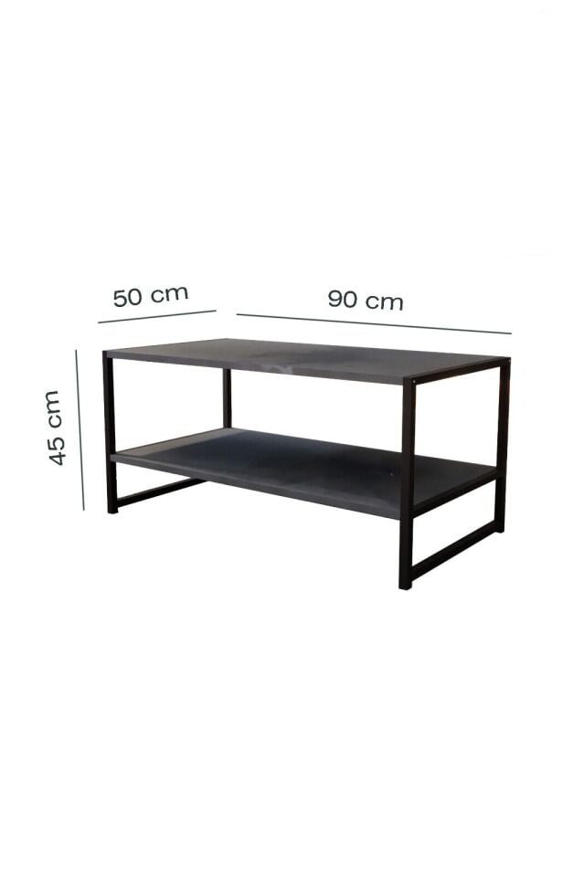 Modern & Şık Orta Sehpa Metal Çerçeve ile Dayanıklı Tasarım, Minimalist ve Fonksiyonel, Salon ,Ofis Siyah Mermer