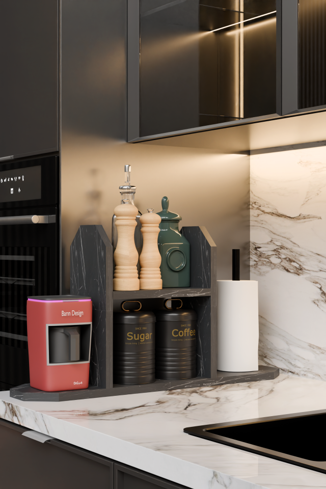 Mutfak Düzenleyici Raf ,Baharatlık, Kağıt Havluluk , Kahve Köşesi Standı, Peçetelik Tezgahüstü Raf Atlantik Çam