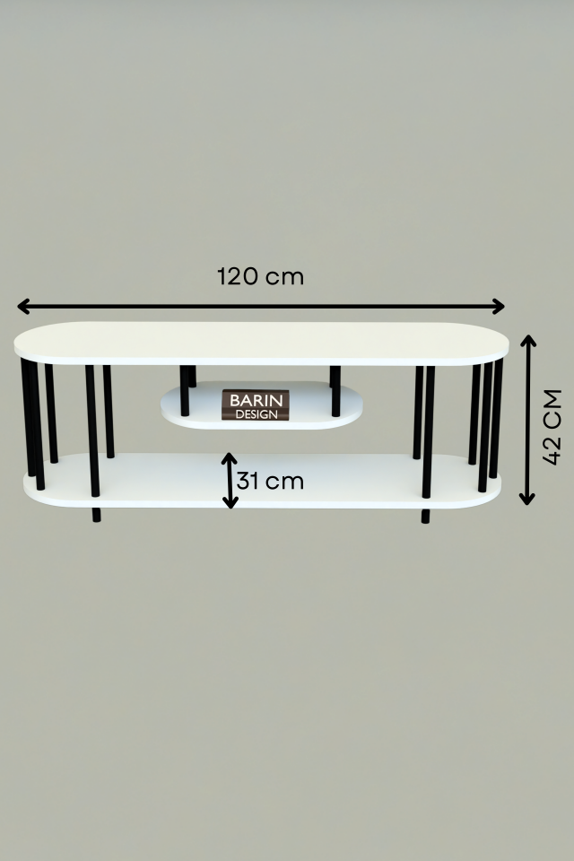 Modern TV Ünitesi Ahşap Raflı 2 Katlı Televizyon Sehpası Minimalist,Dayanıklı, Fonksiyonel TV Standı Siyah Mermer