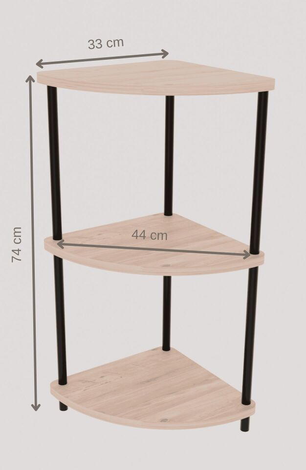 Çevirmeli Kurulum 3 Katlı Mutfak Köşe Rafı Baharatlık Sebzelik Kahve Köşesi Organizeri Antrasit