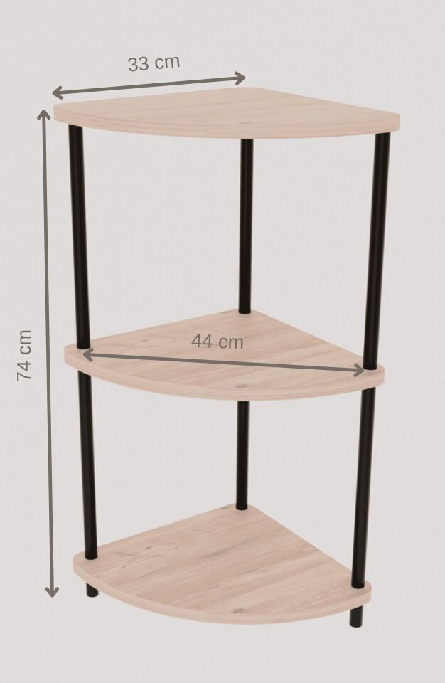 Çevirmeli Kurulum 3 Katlı Mutfak Köşe Rafı Baharatlık Sebzelik Kahve Köşesi Organizeri Siyah Mermer