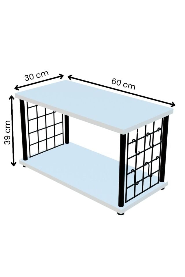 Çevir Kur Metal Telli Mikrodalga Üstü Raf Baharatlık Askılı Çok Amaçlı Mutfak Organizer Beyaz