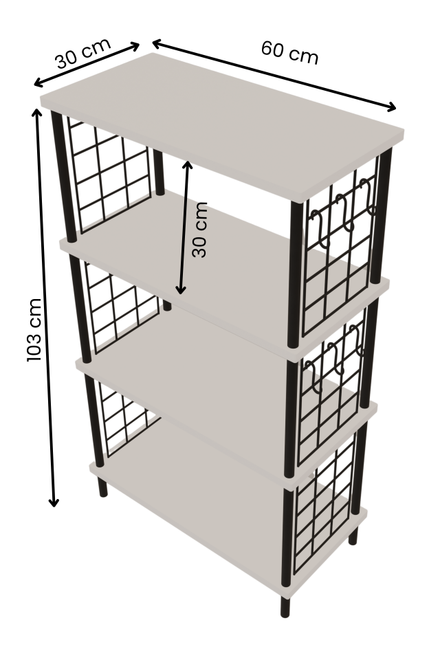 Çevir Kur Kolay Kurulum 4 Katlı Banyo Rafı | Metal Telli Çok Amaçlı Organizer Dolap Stand Raf Atlantik Çam