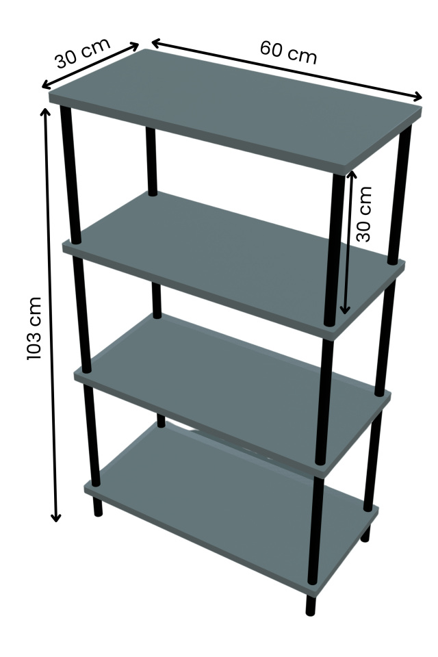 4 Katlı Çevir-Kur Sistemli Kitaplık Raf Metal Gövdeli Ahşap Raflı Çok Amaçlı Düzenleyici RafÜnitesi Beyaz