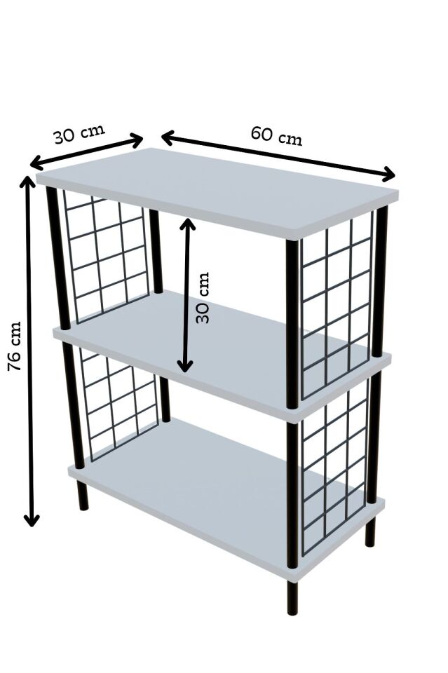 3 Raflı Metal Telli Çok Amaçlı Ayakkabılık ve Organizer Raf Kolay Kurulumlu, Çevir-Tak Sistem Raf Antrasit