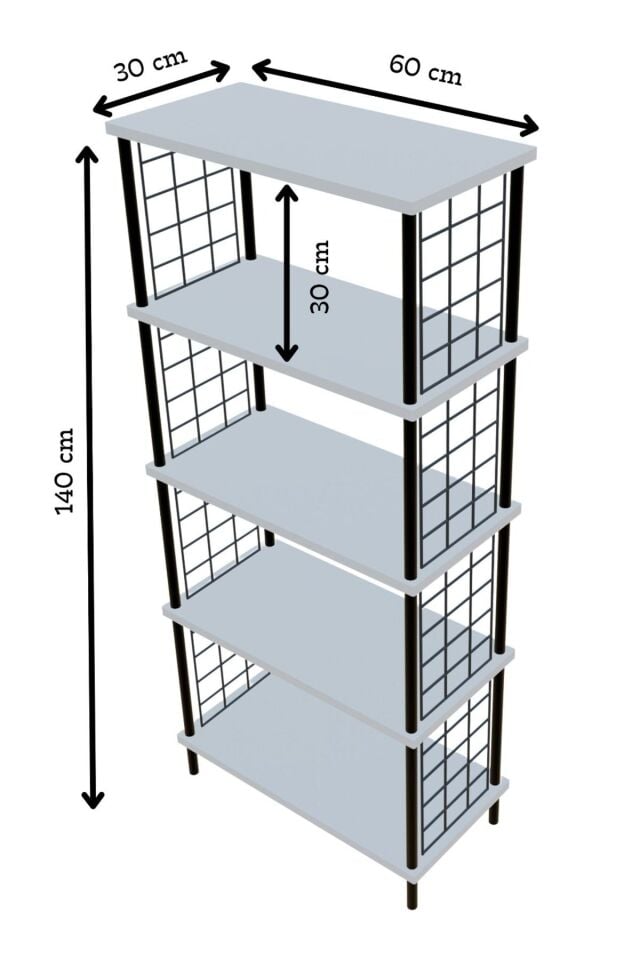 5 Raflı Çevir-Kur Raf Ünitesi | Telli Metal Gövdeli Organizer | Banyo, Mutfak, Balkon, Antre Uyumlu Atlantik Çam