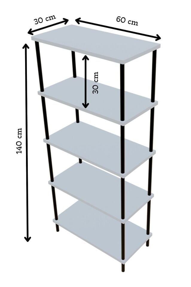 5 Raflı Çevir-Kur Raf Ünitesi | Çok Amaçlı Düzenleyici | Kolay Kurulum Banyo Mutfak Ofis Uyumlu Raf Atlantik Çam
