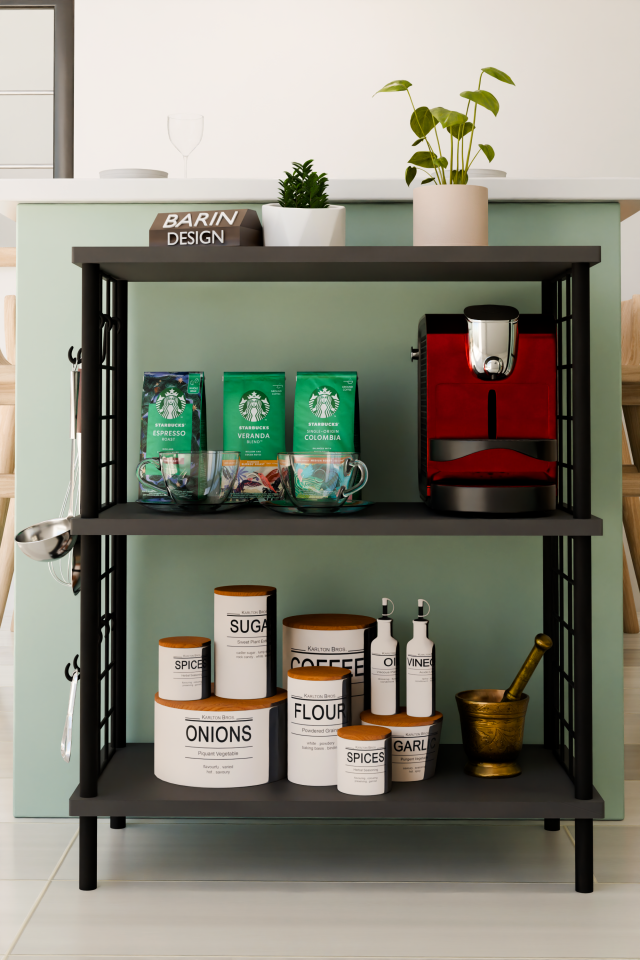 3 Raflı Telli Çevir-Kur Çok Amaçlı Raf Ünitesi | Metal Gövde Mutfak Düzenleyici | Pratik Organizer Antrasit
