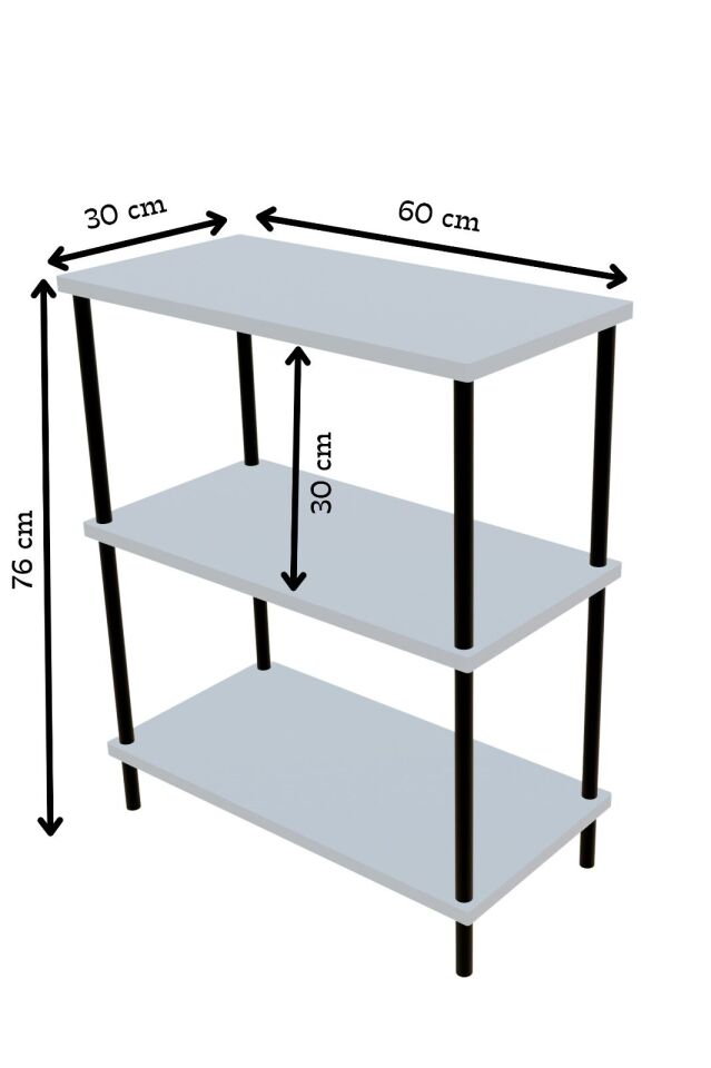 3 Raflı Çevir Kur Dekoratif Salon Rafı – Açık Raflı Kitaplık ve Aksesuar Düzenleyici, Pratik Kurulum Beyaz Mermer