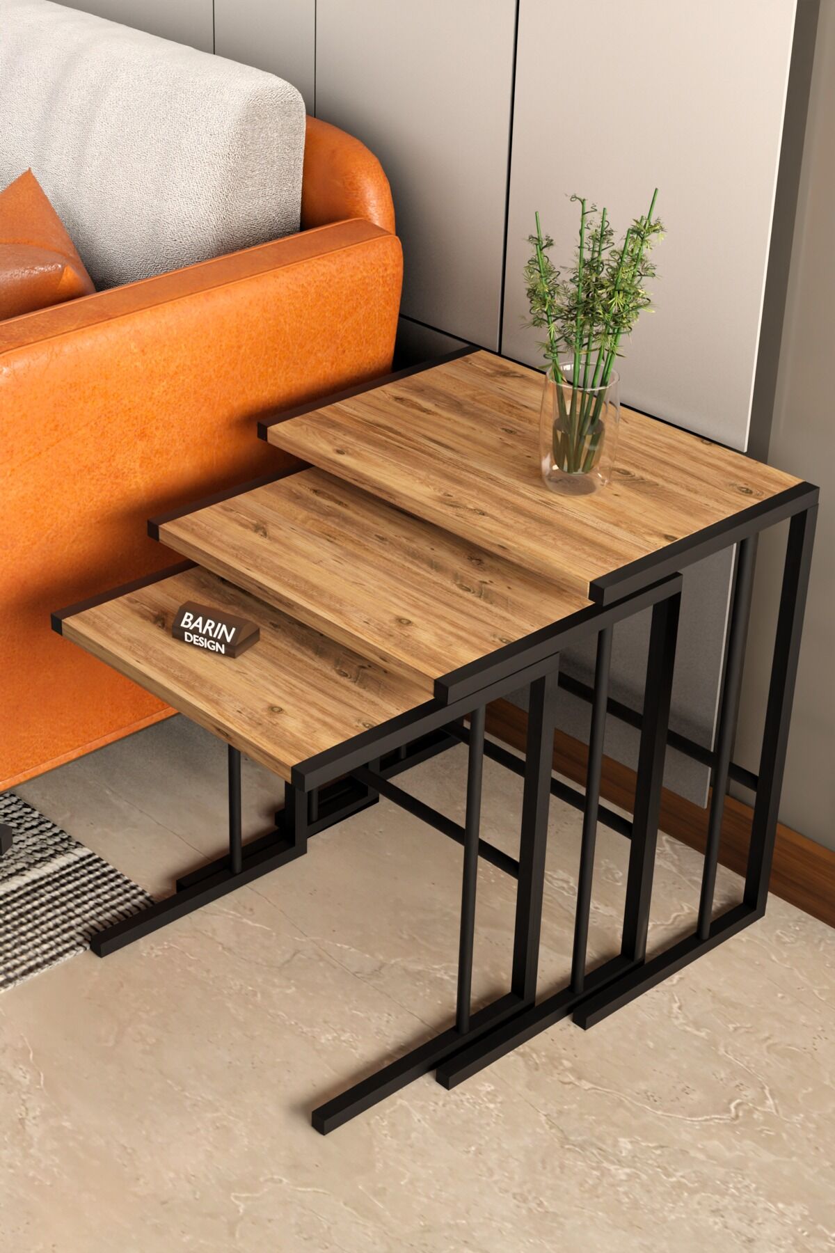 C Zigon Sehpa – 3'lü Modern Metal Yan Sehpa, Laptop Masası ve Koltuk Yanı Kahve Sehpası