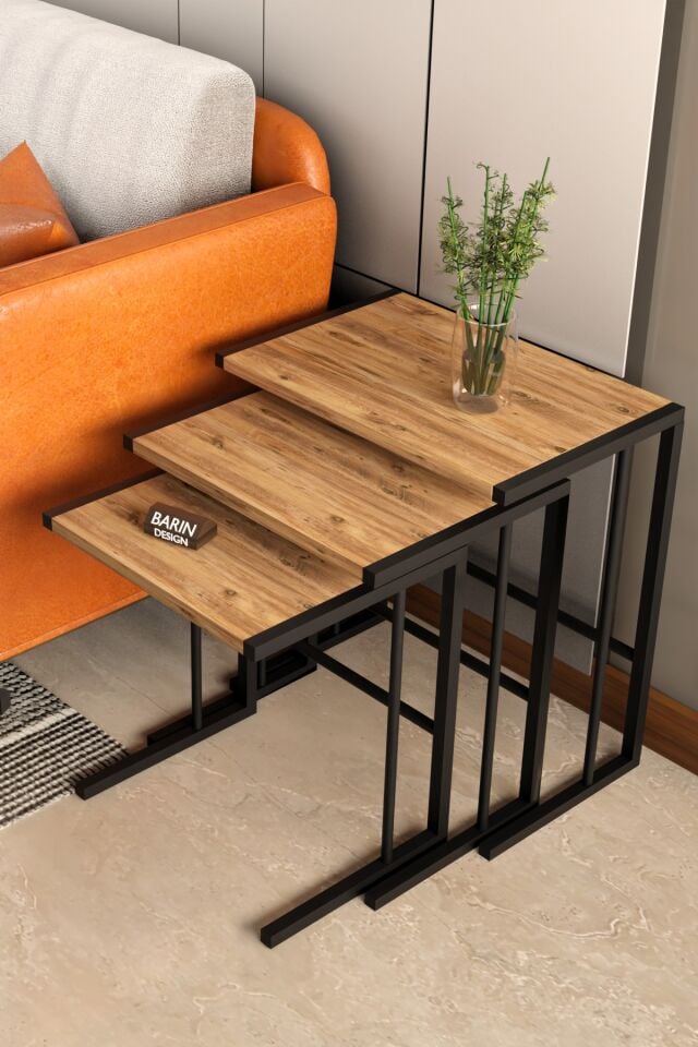 C Zigon Sehpa – 3'lü Modern Metal Yan Sehpa, Laptop Masası ve Koltuk Yanı Kahve Sehpası