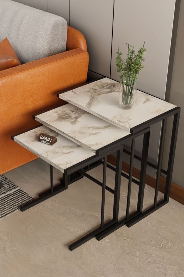 C Zigon Sehpa – 3'lü Modern Metal Yan Sehpa, Laptop Masası ve Koltuk Yanı Kahve Sehpası