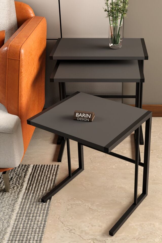 C Zigon Sehpa – 3'lü Modern Metal Yan Sehpa, Laptop Masası ve Koltuk Yanı Kahve Sehpası