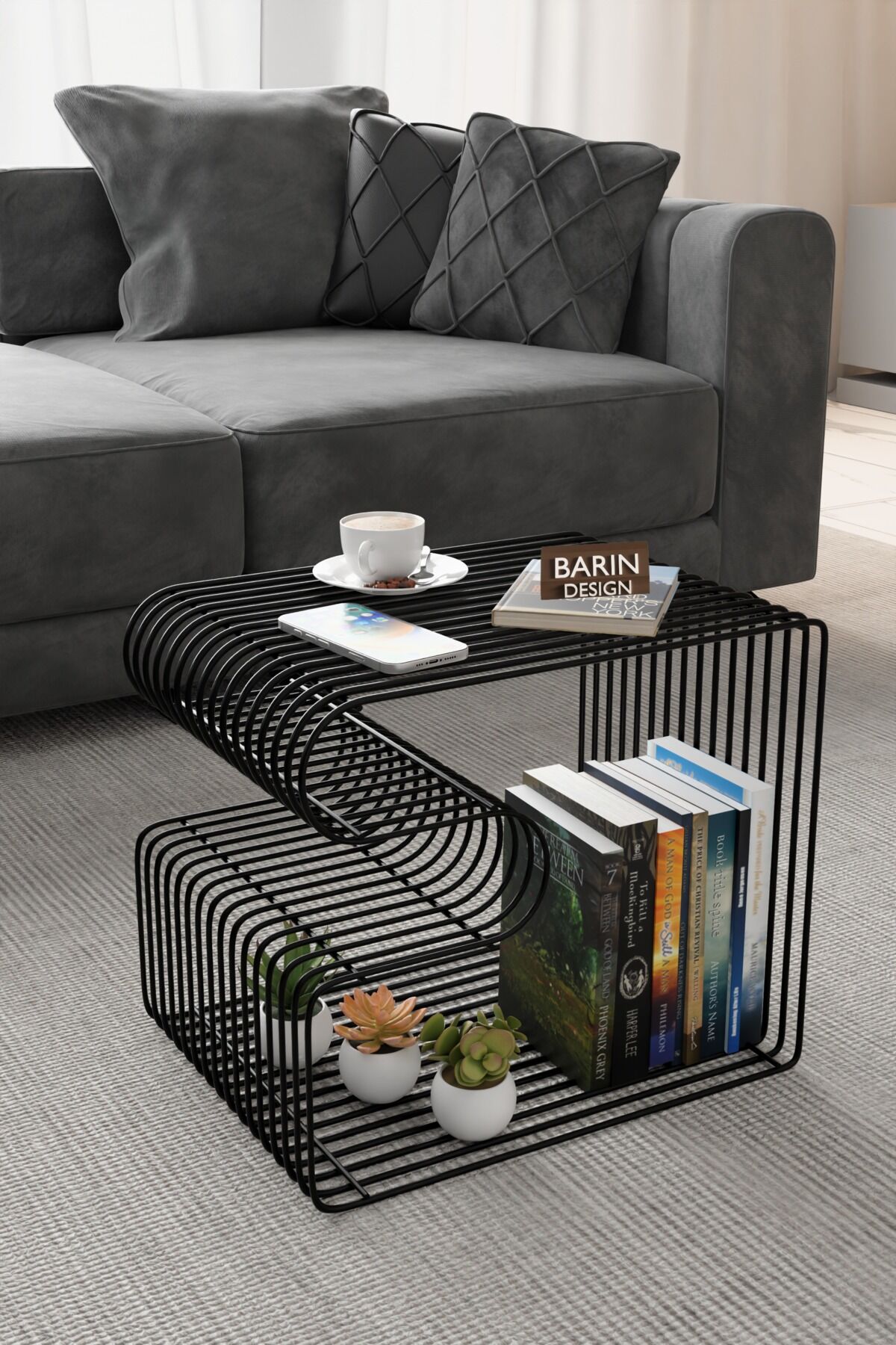 Modern Metal Tel Orta Sehpa Yan Sehpa – Orta Sehpa ve Dekoratif Salon Masası