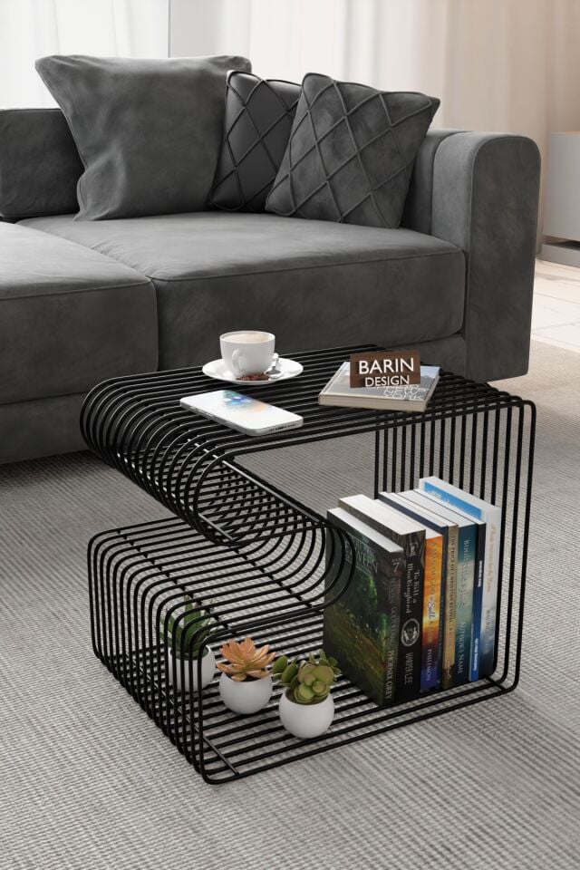 Modern Metal Tel Orta Sehpa Yan Sehpa – Orta Sehpa ve Dekoratif Salon Masası