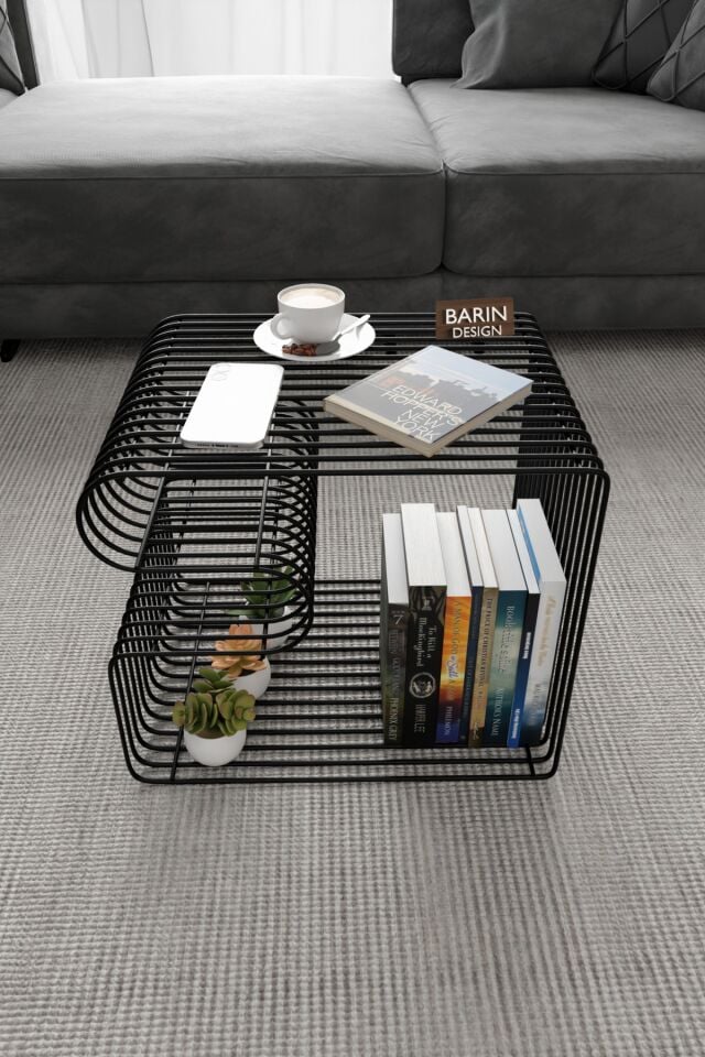 Modern Metal Tel Orta Sehpa Yan Sehpa – Orta Sehpa ve Dekoratif Salon Masası