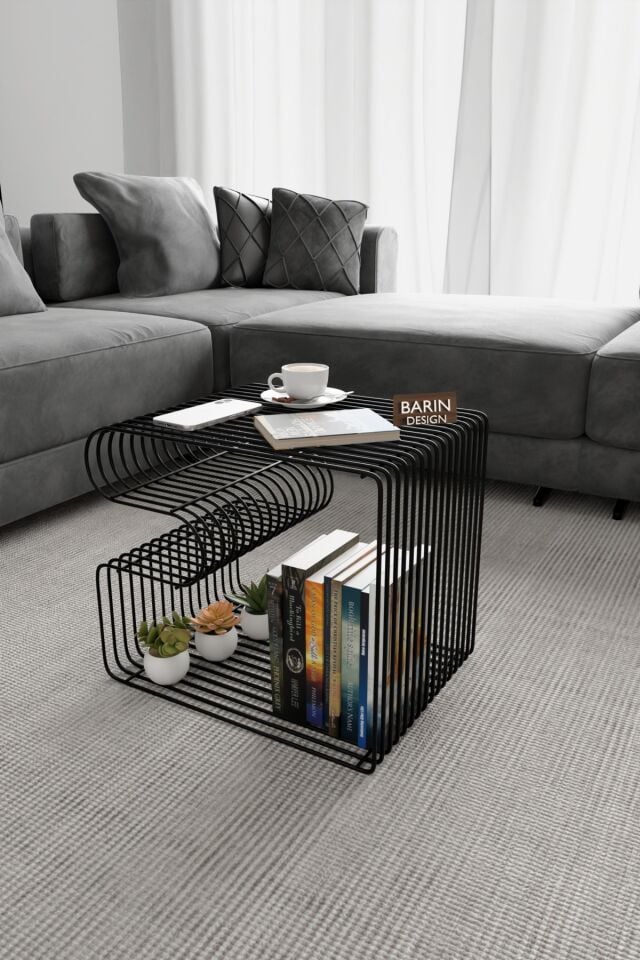 Modern Metal Tel Orta Sehpa Yan Sehpa – Orta Sehpa ve Dekoratif Salon Masası