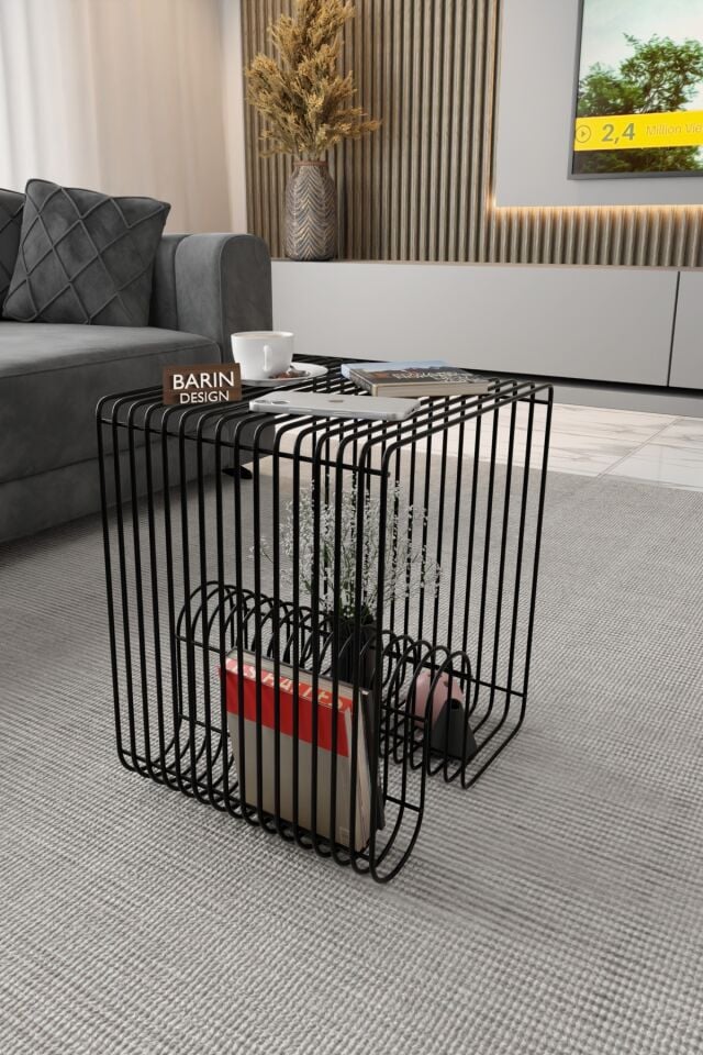 Modern Metal Tel Orta Sehpa Yan Sehpa – Orta Sehpa ve Dekoratif Salon Masası