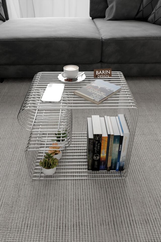 Modern Metal Tel Orta Sehpa Yan Sehpa – Orta Sehpa ve Dekoratif Salon Masası