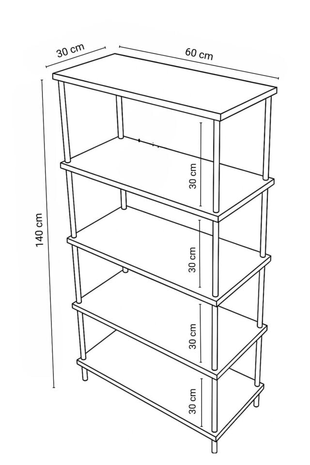 5 Raflı Çevir Kur Modern Metal Gövdeli Raf | Mutfak, Kiler, Depo Kullanımına Uygun Açık Dolap Atlantik Çam