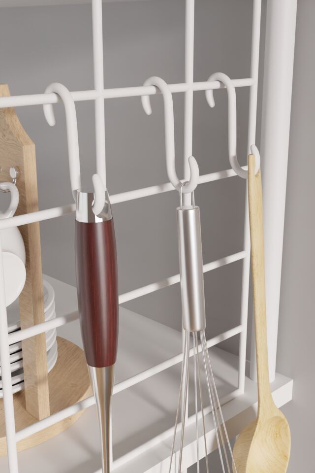 Barın Design 5 Raflı Çevir Kur Modern Metal Gövdeli Raf | Mutfak, Kiler, Depo Kullanımına Uygun Açık Dolap