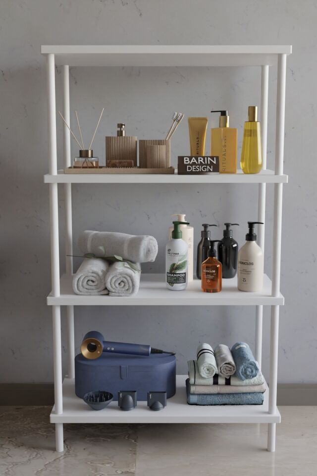 4 Katlı Çevir Kur Metal Gövdeli Banyo Rafı | Çok Amaçlı Düzenleyici | Organizer Stand Banyo Dolabı