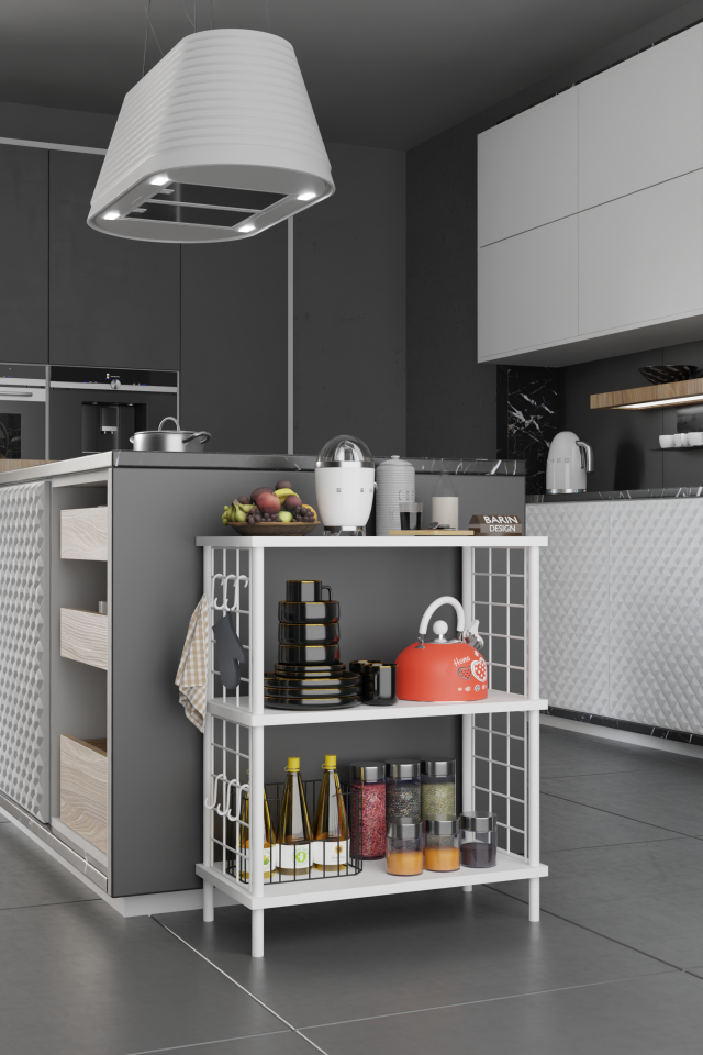 3 Raflı Çevir-Tak Beyaz Telli Metal Gövdeli Çok Amaçlı Mutfak Rafı ve Organizer Raf Beyaz