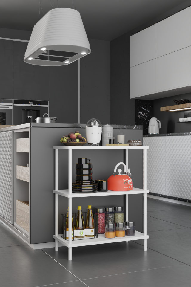 3 Raflı Çevir-Tak Beyaz Metal Gövdeli Çok Amaçlı Mutfak Rafı ve Organizer Raf Düzenleyici Raf Beyaz