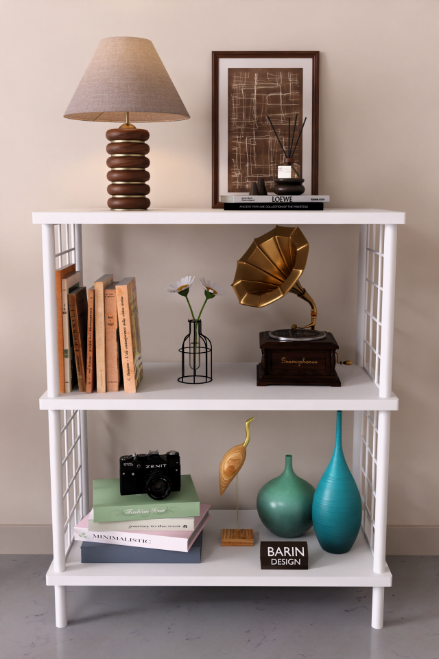 3 Raflı Çevir Tak Beyaz Telli Metal Gövdeli Çok Amaçlı Salon Rafı ve Kitaplık Salon Organizeri Beyaz