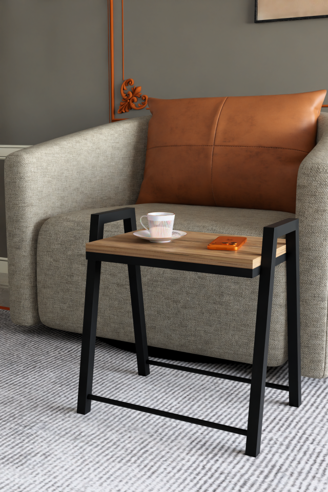 3'lü İç İçe Geçmeli Dikdörtgen Zigon Sehpa, Salon Sehpası, Kahve Sehpası Atlantik Çam